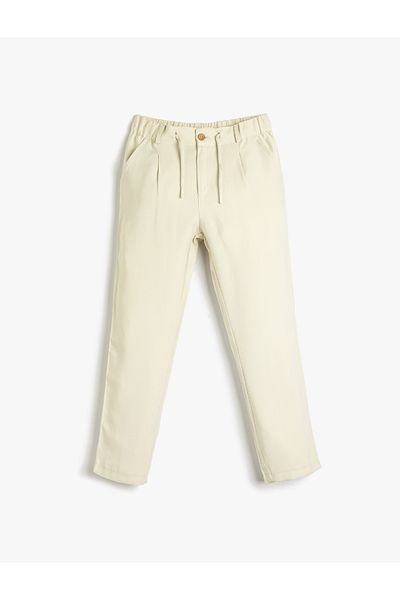Koton Tight Leg Trousers with Tie-Up Waist and Elastic Pockets