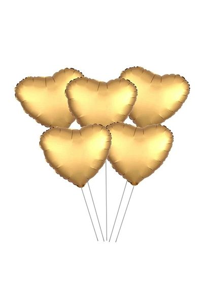 booddie 5-Piece Gold Heart Balloon Set - 15 Inch and 38 Cm Foil Balloon