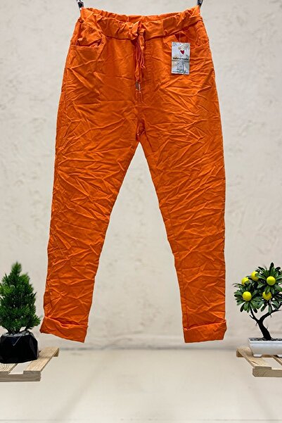 sahnemoda Italian Stylish Elastic Waist Straight Trousers