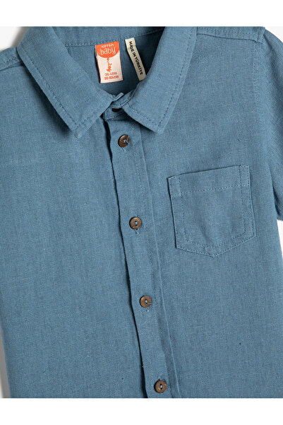 Koton Ing vászonkeverék, rövid ujjú, egy zsebben részletes