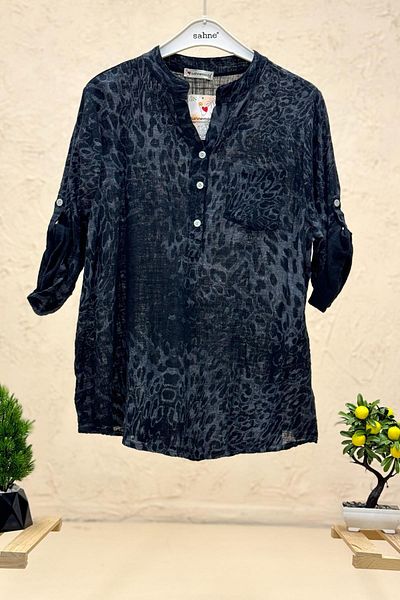 sahnemoda Cămașă de in importată - model leopard, 3 nasturi