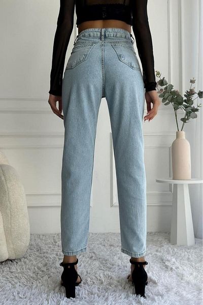 ZAROLİ Pantaloni de damă cu talie înaltă Stone Blue Jean - Mom Fit