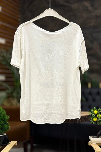 sahnemoda Μπλουζάκι με κοντό μανίκι με στάμπα από βαμβακερό χτενισμένο