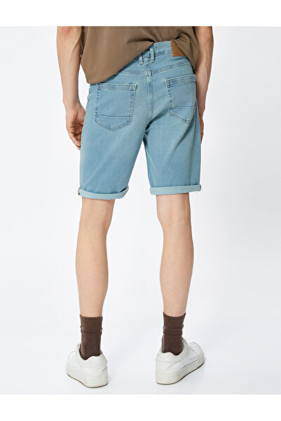 Koton Džínové šortky Bermudy Slim Fit zapínané na knoflíky s ohybem