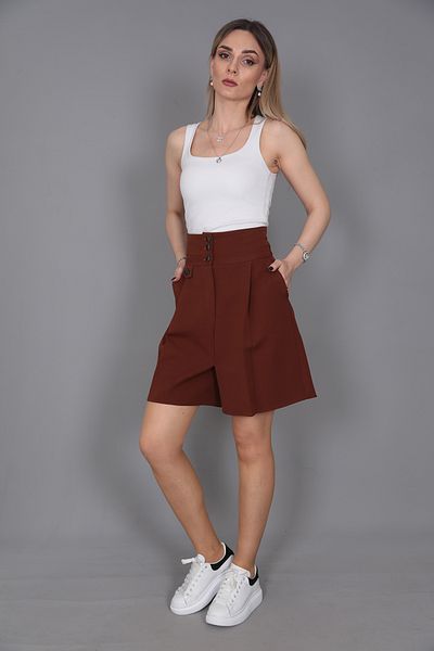 ÖNDER ÖZSOY High Waist Brown Skirt Shorts
