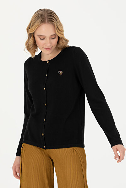 U.S. Polo Assn. Women's Black Basic Knitwear Cardigan 50269008 -Vr046