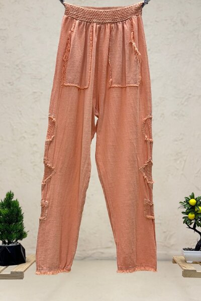 sahnemoda Linen Trousers - Mesh Tassels on the Sides