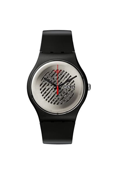 Swatch Black Rubber Two Tone dial Watch for Women's, Men's SUOB713