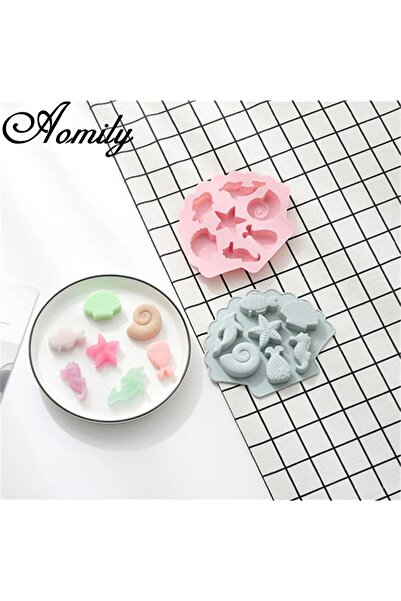 Genel Markalar Deniz Ürünleri Temalı Silikon Kek Çikolata Jöle Sabun Mum Kalıbı