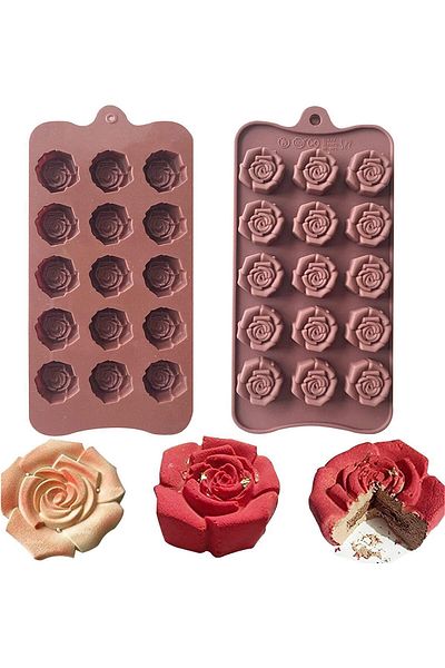 Tinky Winky Rose Patterned Silicone Mini Cake Cookie - Soap Candle Mold