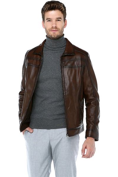 Dericlub Ανδρικό παλτό Camel Antique - Pc1349a Real Leather