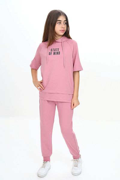 HayKids Σετ αθλητικής φόρμας με κοντομάνικο κορδόνι με κουκούλα για κορίτσι