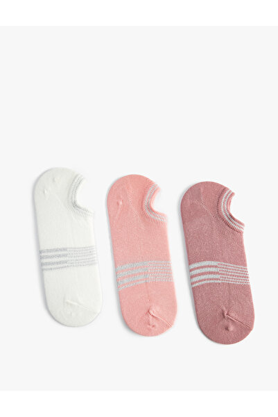 Koton Gestreiftes 3-teiliges Booties-Socken-Set Mehrfarbig