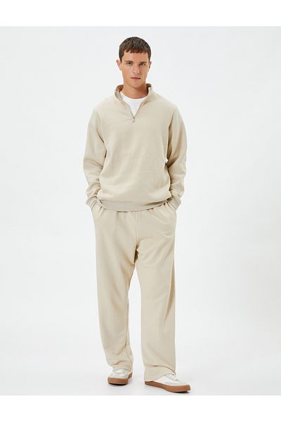 Koton Wide Leg Sweatpants with Lace Waist Pocket