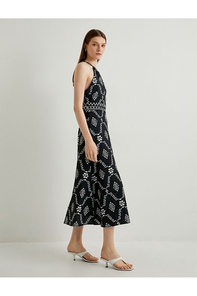 Koton Μίντι Viscose Halter Lack Dress - Printed