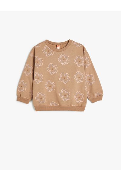Koton Long Sleeve Floral Patterned Crew Neck Sweatshirt