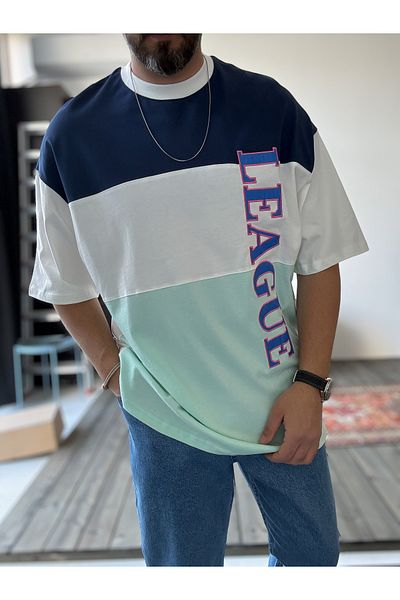 BYBASICMAN Navy Blue League Embroidered T-Shirt JJ-01