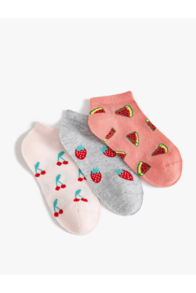 Koton Set de 3 ciorapi papuci cu model de fructe