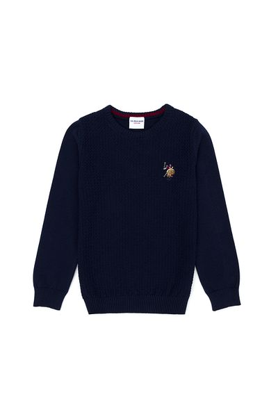 U.S. Polo Assn. سترة للأولاد ذات رقبة دائرية باللون الأزرق الداكن 50269033 -VR033