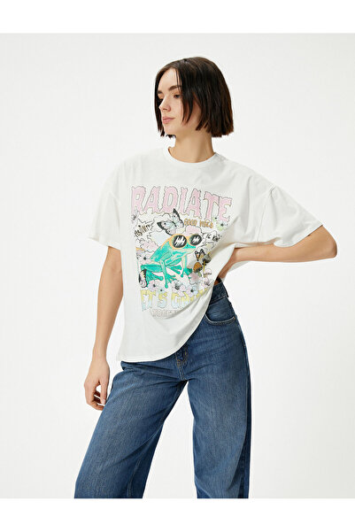 Koton Tričko s potiskem žáby Pohodlný střih s krátkým rukávem potištěná bavlna