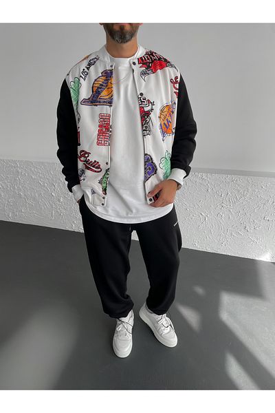 BYBASICMAN Λευκό Teams Printed College Jacket JJ-328