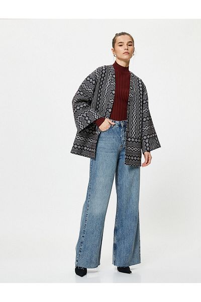 Koton Melis Ağazat X Koton - Wide Sleeve Ethnic Patterned Kimono