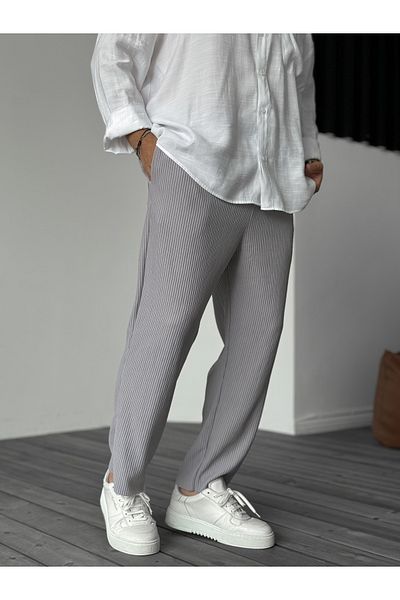 BYBASICMAN Gray Cut-Cut Ribbed Trousers Va-24056