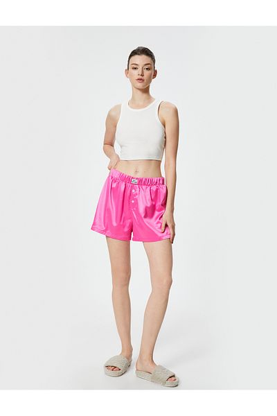 Koton Satin-Boxer-Pyjamahose – elastischer Bund und Knopfdetail