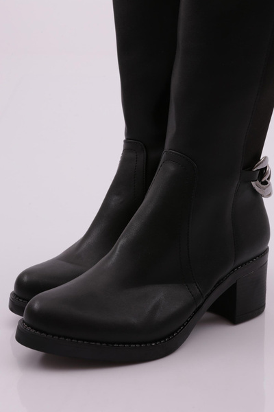 DGN 710 Γυναικείες μπότες με τακούνι με ελαστική πλάτη με αλυσίδα