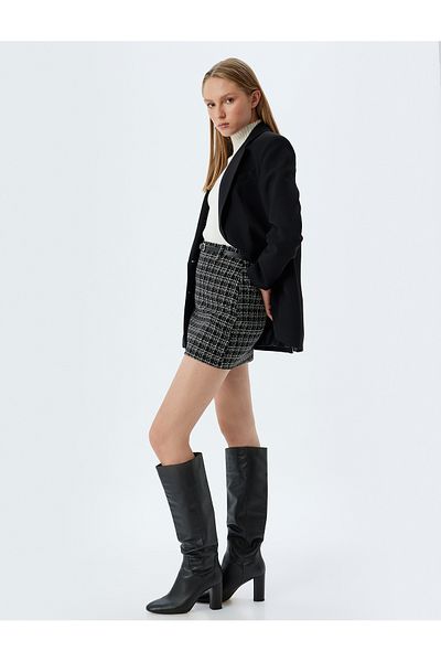 Koton Fusta mini din tweed cu centură în linie A