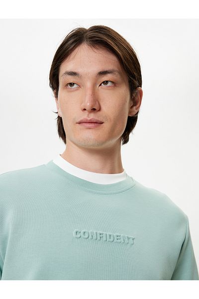Koton Φούτερ Crew Neck Slogan Printed Basic μακρυμάνικο βαμβακερό ύφασμα Interlock