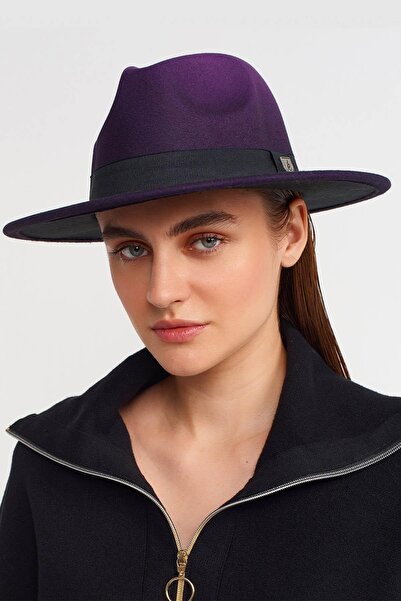 Külah Pălărie Fedora cu imprimeu violet pentru femei