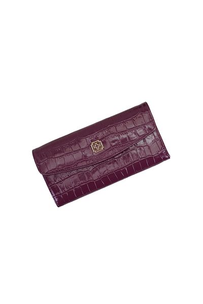 Desa Portofel de damă Kristin Purple din piele cu imprimeu crocodil
