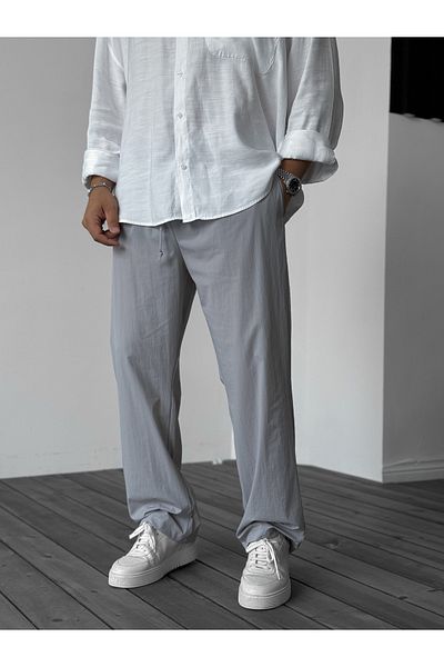 BYBASICMAN Gray Lycra Parachute Fabric Baggy Pants Ke-5052