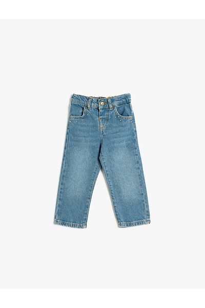 Koton Denim Trousers Straight Leg Pocket Cotton Straight Jean
