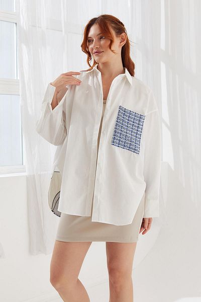Nish&Chic Horse Embroidered Oversize Shirt - Back