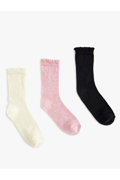 Koton Basic Textured 3-Piece Socks Set - Multicolored