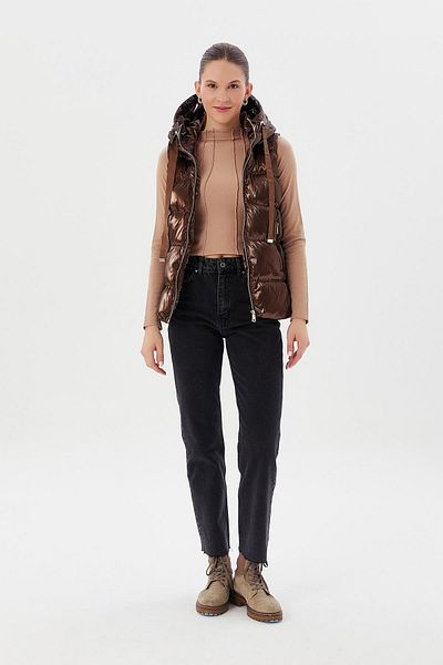 Nish&Chic Gold Zippered Puffer Vest