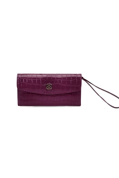 Desa Portofel de damă Kristin Purple din piele cu imprimeu crocodil