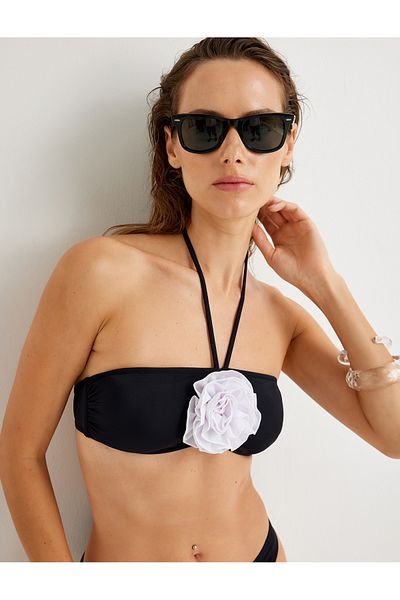 Koton Bandeau-Bikinioberteil – Rosenapplikationen, Verschlusspolster