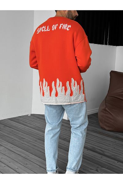 BYBASICMAN Bla-636 Model Orange Alert Printed Sweat