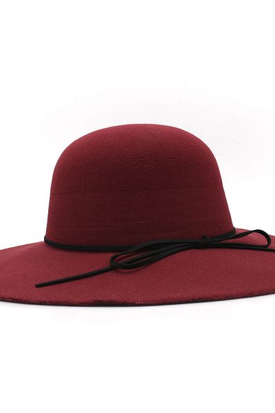 Külah Women's Wavy Claret Red Fedora Hat