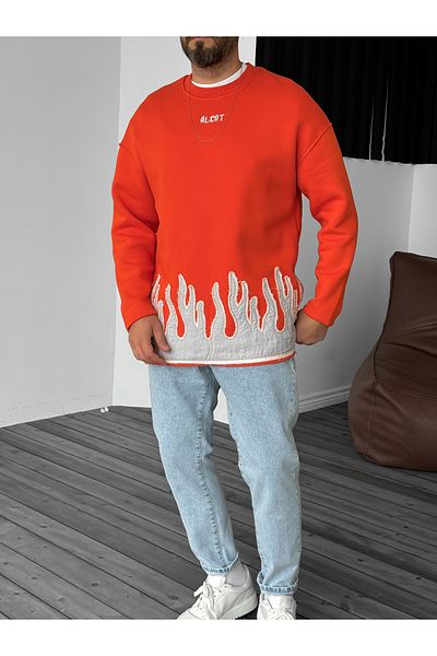 BYBASICMAN Bla-636 Model Orange Alert Printed Sweat