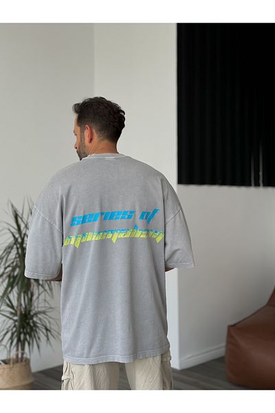 BYBASICMAN Gray Series Printed Washable T-Shirt Res-4195