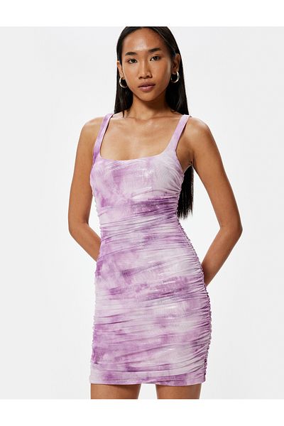 Koton Drapiertes Mini-Bodycon-Kleid in Metallic-Optik – Slim Fit, dicke Träger