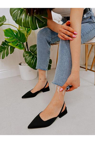 ERVANIN BUTİĞİ Black Satin (terry) Women's Ballerinas