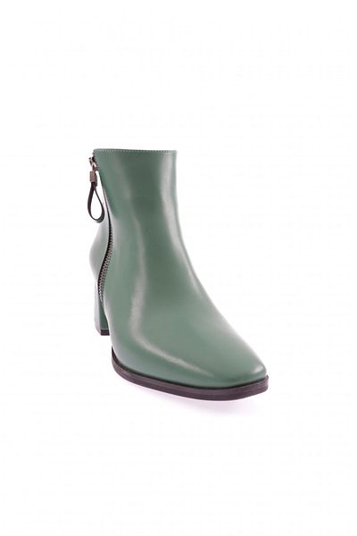 DGN Pm221-K1039 Round Toe Thick Heeled Metal Zipper Detailed Women's Ankle Boots Green Skin