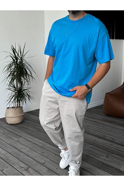 BYBASICMAN Jj-589 Model Blue Basic Slim T-Shirt