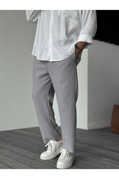 BYBASICMAN Gray Cut-Cut Ribbed Trousers Va-24056