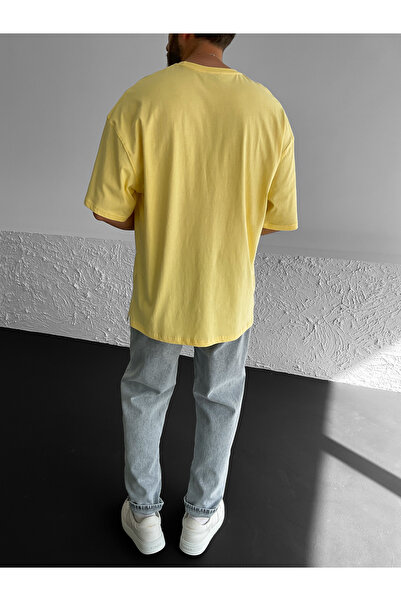 BYBASICMAN Κίτρινο μπλουζάκι με σκίσιμο μέγεθος Basic Oversize BY-1268